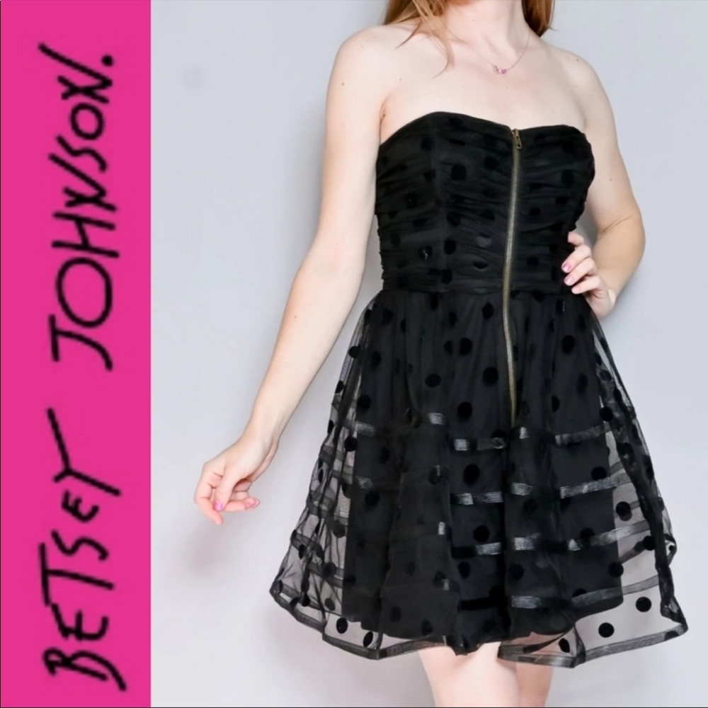 Betsy Johnson Strapless Polka-Dot Party Dress size 8
